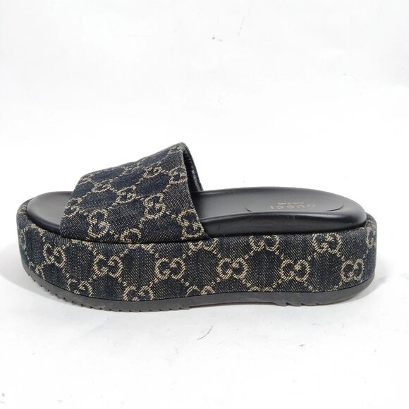 Authentic Gucci Sandals Women Blue Cotton mn334-121225 - Picture 3 of 8